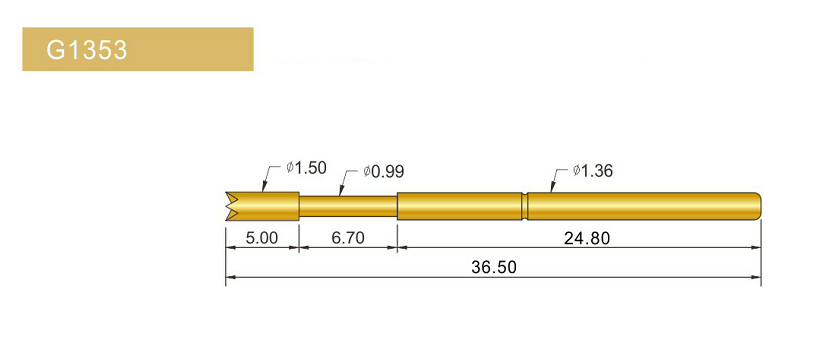 G1353-Q探針、四爪頭探針、1.36mm測(cè)試針、總長(zhǎng)36.5mm、彈簧針圖片、測(cè)試針圖片、頂針圖片、探針圖片