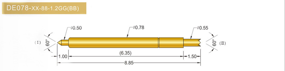 078雙頭探針尺寸、BGA雙頭頂針、雙向可動探針、帶彈簧頂針、測試探針