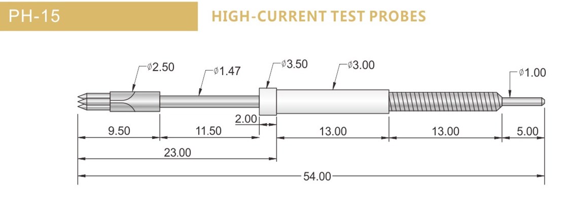 PH-15測試探針尺寸，華榮華探針選型規(guī)格